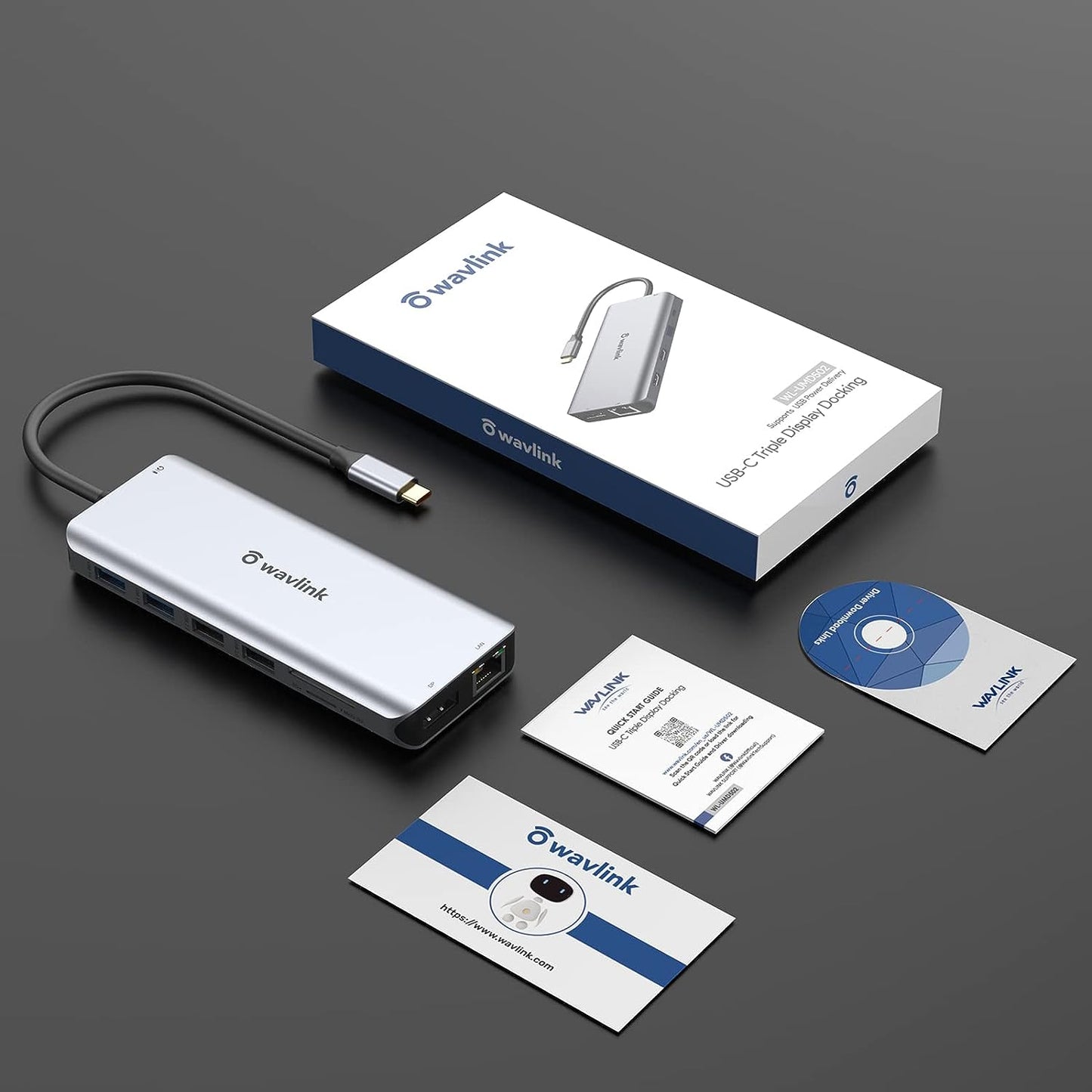 USB C Docking Station, WAVLINK 13 in 1 Multiport USB C Adapter Docking Station Hub With 2 HDMI 4K Display Port 5 USB 89W PD