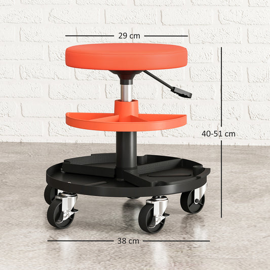 Rolling Mechanic Stool, 135kg Capacity Workshop Stool, 360° Swivel Roller Padded Creeper Seat with Wheels, for Garage, Shop, Auto Repair