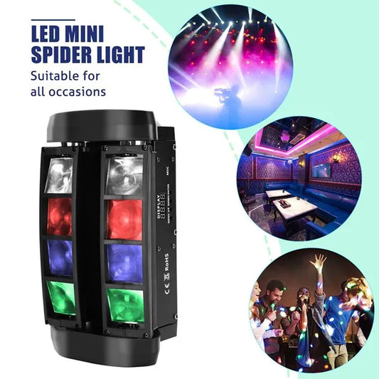 LED Moving Head Mini Spider Light RGBW 4 in 1 Stage Lights DMX Music Mode for DJ Disco Party Stage Lighting 120W