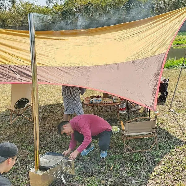 Camping Wood Stove With Chimney Portable Detachable Folding Stainless Outdoor Hiking Tent Camp Burner Firewood Furnace Heater