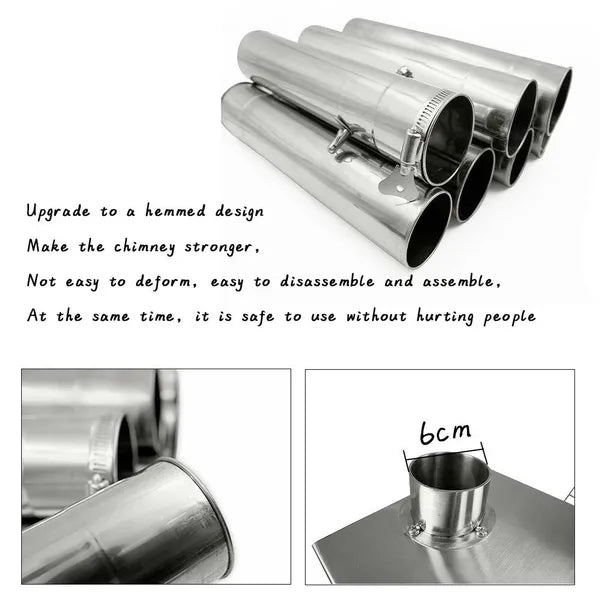 Camping Wood Stove With Chimney Portable Detachable Folding Stainless Outdoor Hiking Tent Camp Burner Firewood Furnace Heater