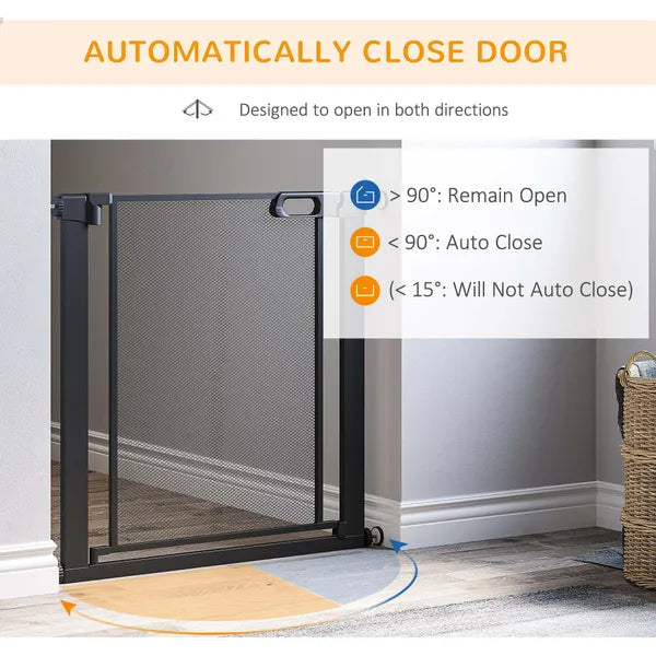 Pressure Fit Safety For Doors Hallways And Stairs Pet Barrier Dog Gate With Auto Close Double Locking Openings 75-82 cm