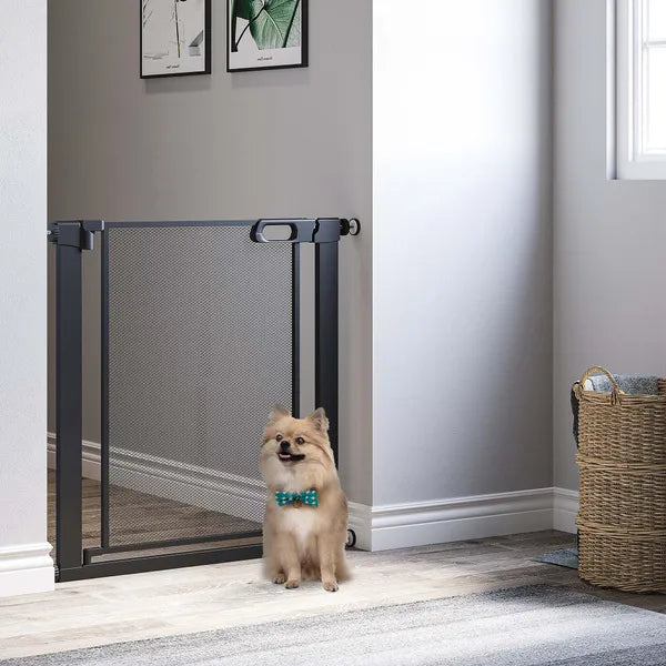 Pressure Fit Safety For Doors Hallways And Stairs Pet Barrier Dog Gate With Auto Close Double Locking Openings 75-82 cm