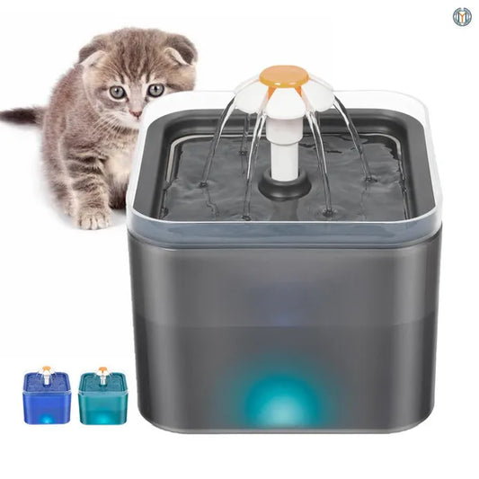 Cat Small Dog Waterfall Water Drinking Fountain Bowl 67oz/2L Ultra Quiet Pump With LED Light Three Ways To Drink Automatic