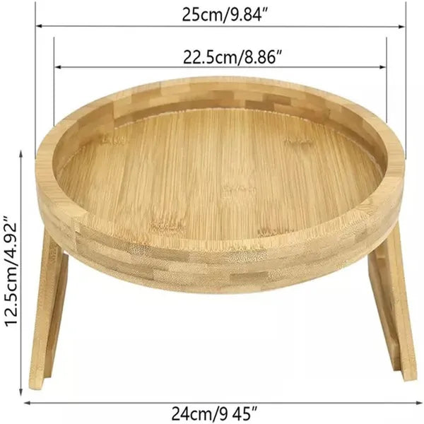 Wooden Sofa Settee Armrest Tray Table Clip On Arm For Wide Couches Foldable For Home Eating Drinks Snacks Remote Control Holder