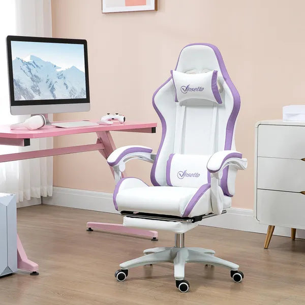Racing Gaming Chair, Reclining PU Leather Computer Office Chair with 360 Degree Swivel Seat, Footrest, Removable Headrest