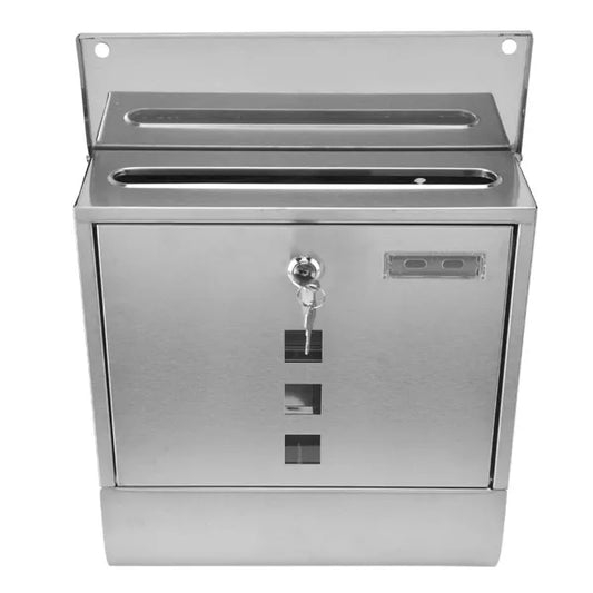 Mail Post Box Narrow Slot Stainless Steel Hanging Locking Mailbox Outside Garden WP