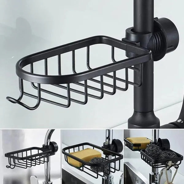 Adjustable Bathroom Faucet Storage Rack Drainage Shelf Kitchen Bathroom Sponge Dish Cloth Sponge Flannel Rack Shower