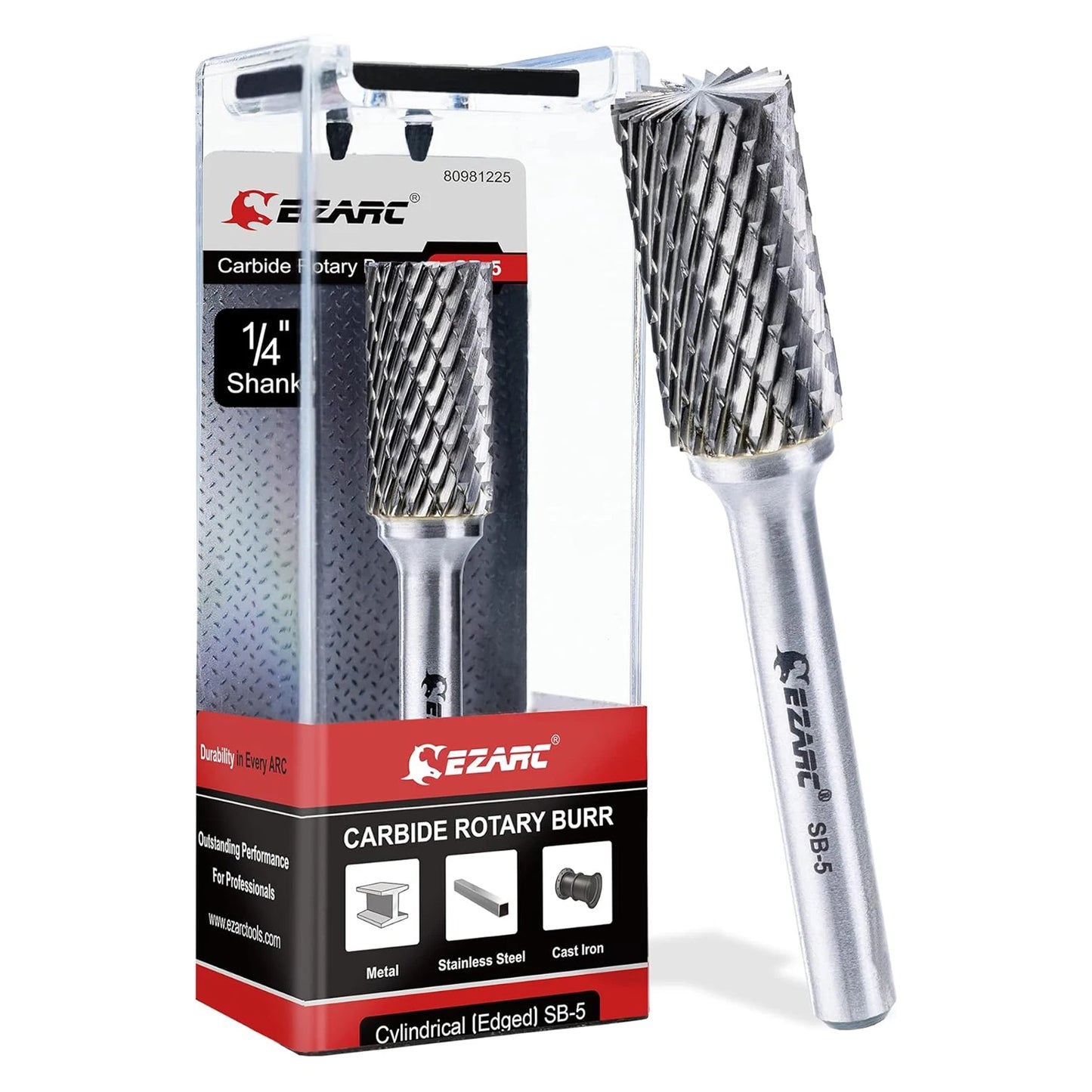 EZARC 1 Piece Tungsten Carbide Rotary Burr Bit, Double Cut Carbide Burr 1/4" Shank Die Grinder Cutting Burrs Bit for Metal Working