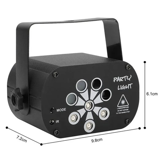 UV Stage Laser Projector - 480 Adjustable Patterns & Sound Activated Strobe Party Light
