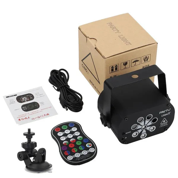 UV Stage Laser Projector - 480 Adjustable Patterns & Sound Activated Strobe Party Light