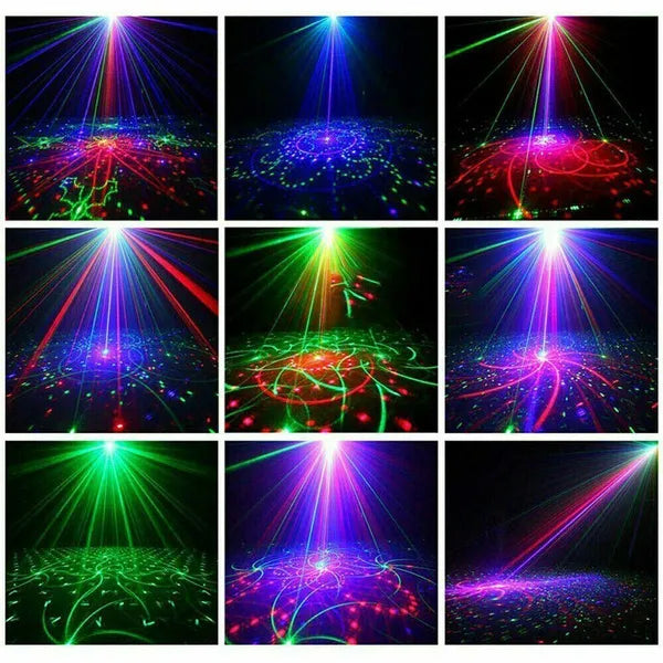 UV Stage Laser Projector - 480 Adjustable Patterns & Sound Activated Strobe Party Light