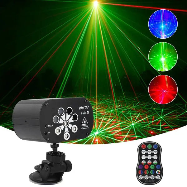 UV Stage Laser Projector - 480 Adjustable Patterns & Sound Activated Strobe Party Light