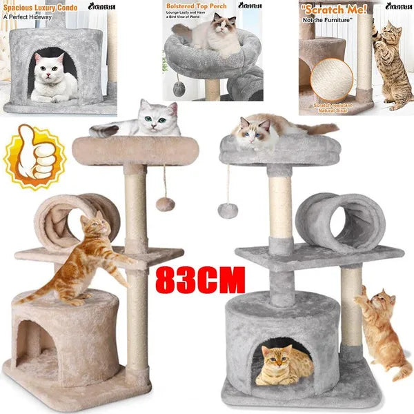83CM Luxury Large Multi-level Cat Tree Scratching Post Kitten Climbing Tower Activity Centre Cat Toy