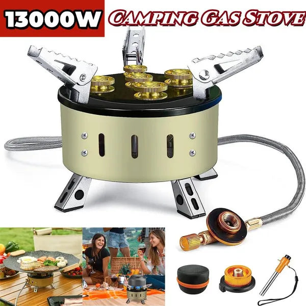 Camping Gas Stove, Adjustable & Folding Outdoor Gas Burner Portable Windproof Backpacking 1300W