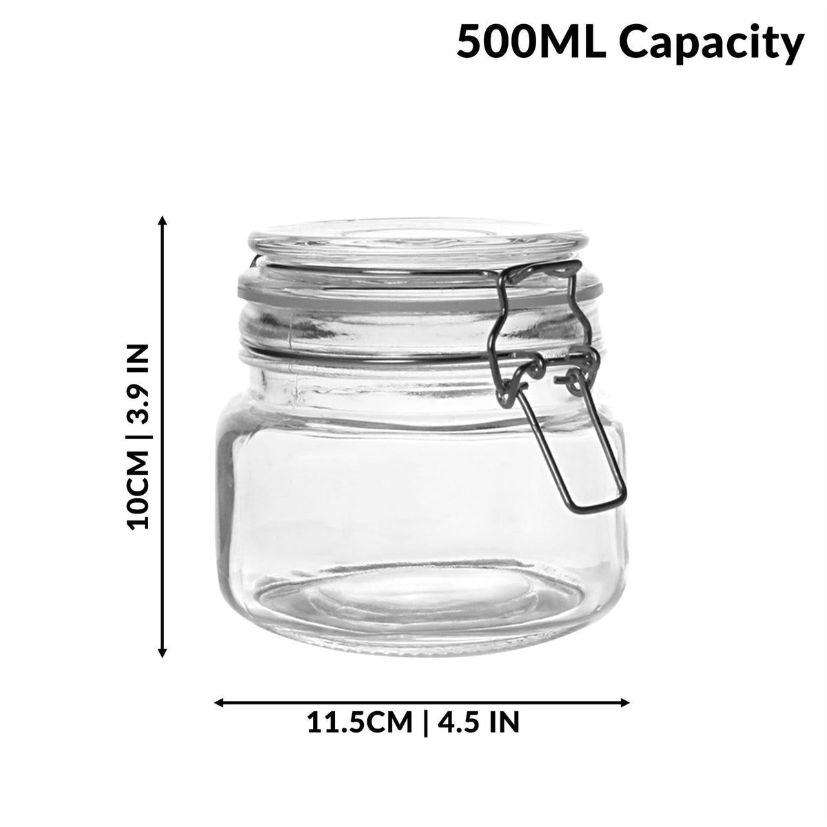 Maison & White Clip-Top Glass Storage Jars | Set of 6 × 500ml | Airtight Seals & Steel Clips | 12 Reusable Labels & Chalk Pen