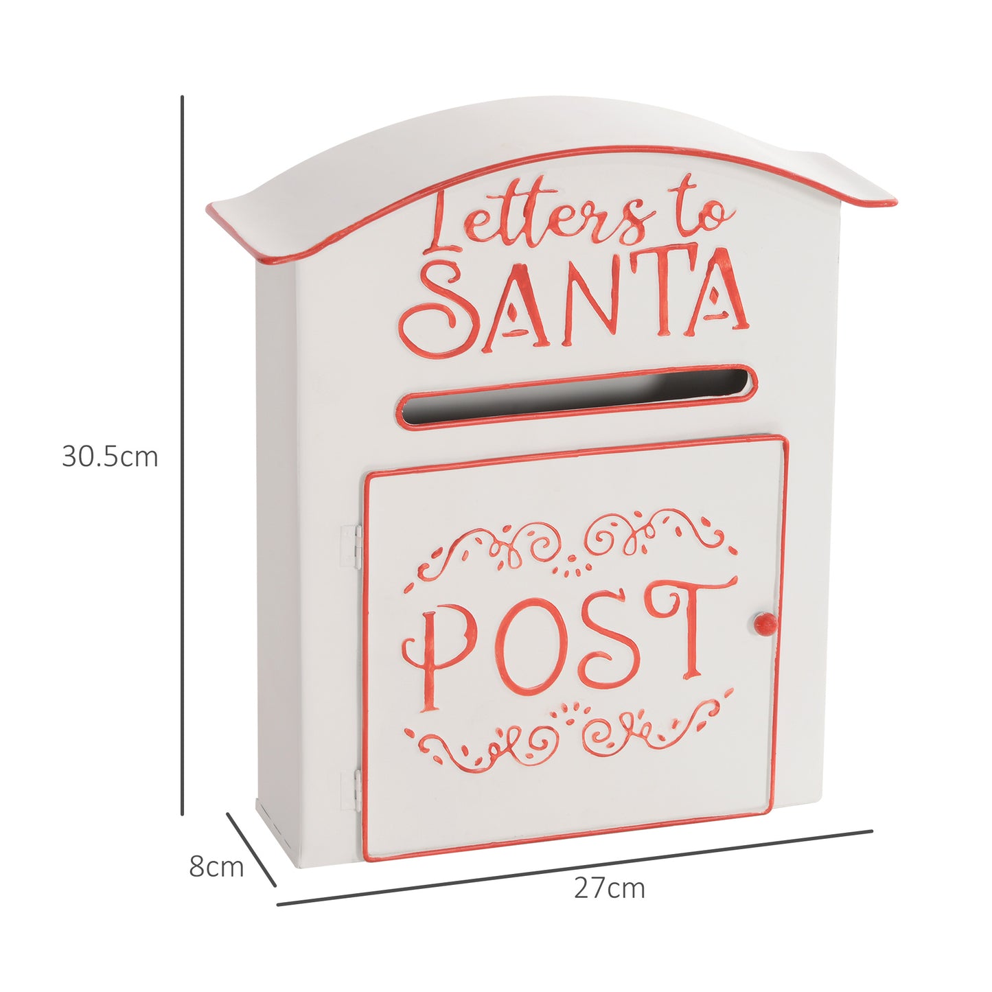 Post Box Letters to Santa Mailbox, Wall Mounted Postbox, Christmas Decoration for Indoor and Outdoor, White