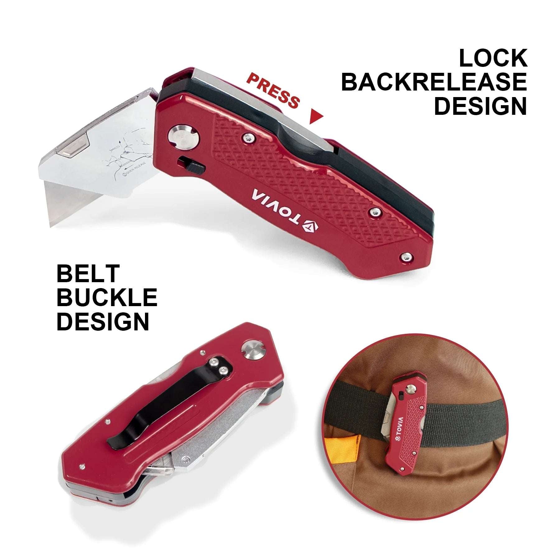 Folding Utility Knife Quick Change Box Cutter 3-Position Retractable Blades Blade Storage Design with 5 Extra Blades Box Knife for Cartons