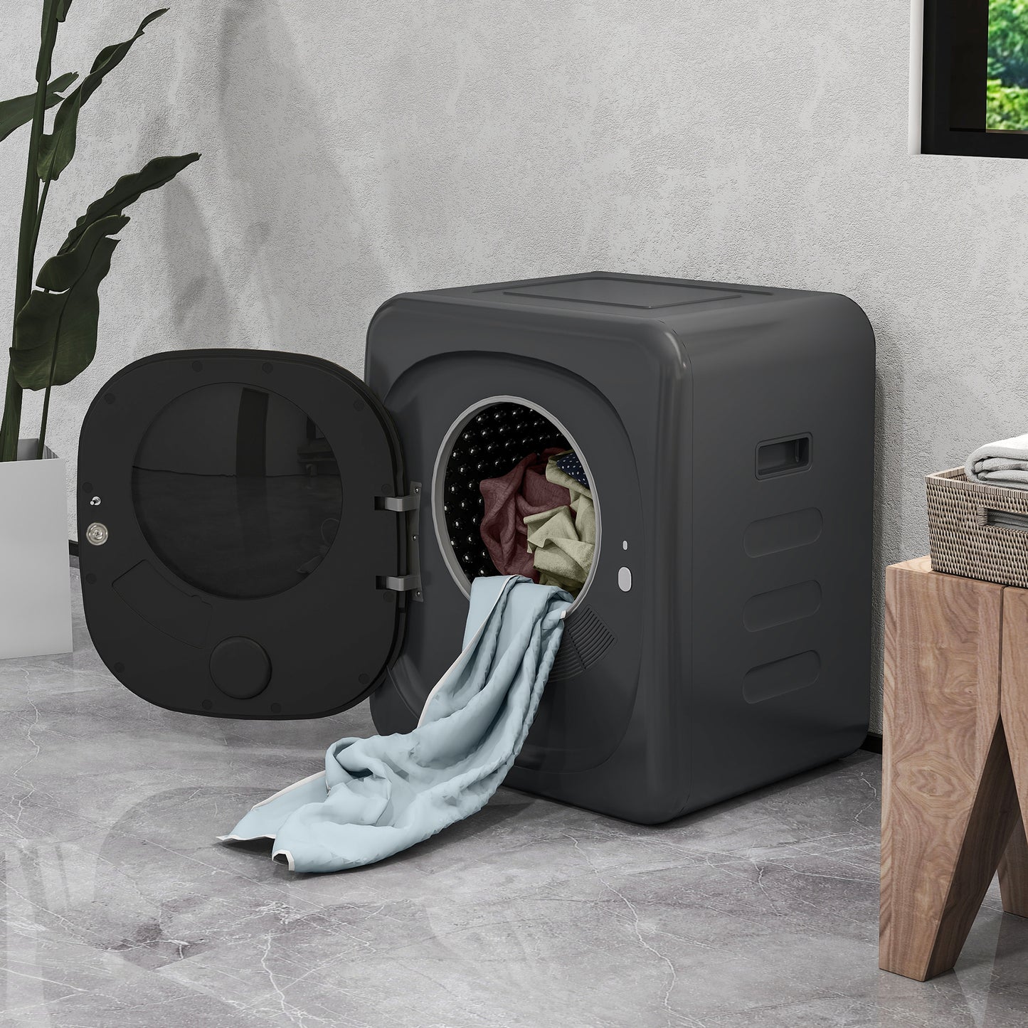 4kg Vented Tumble Dryer with Deodorise, Smart Mode, 800W Compact Tumble Dryer with Stainless Steel Tub, Front Load, for Flat, Home, RVs, Grey