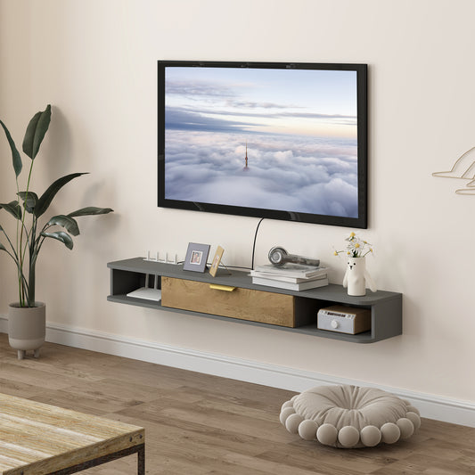 140 cm Floating TV Stand with Storage - Charcoal Grey