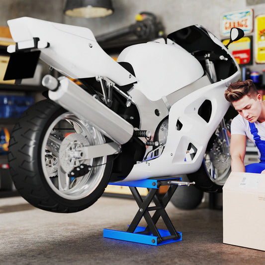 500KG Motorcycle Scissor Lift Jack, Height Adjustable Motorbike Stand with Anti-Slip Wide Deck, Heavy Duty Steel Motorbike Repair Lift