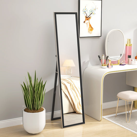 Full Length Mirror, 37 x 157cm Wall Mounted, Leaning, Free Standing Mirror, Framed Full Body Mirror for Living Room, Bedroom, Black