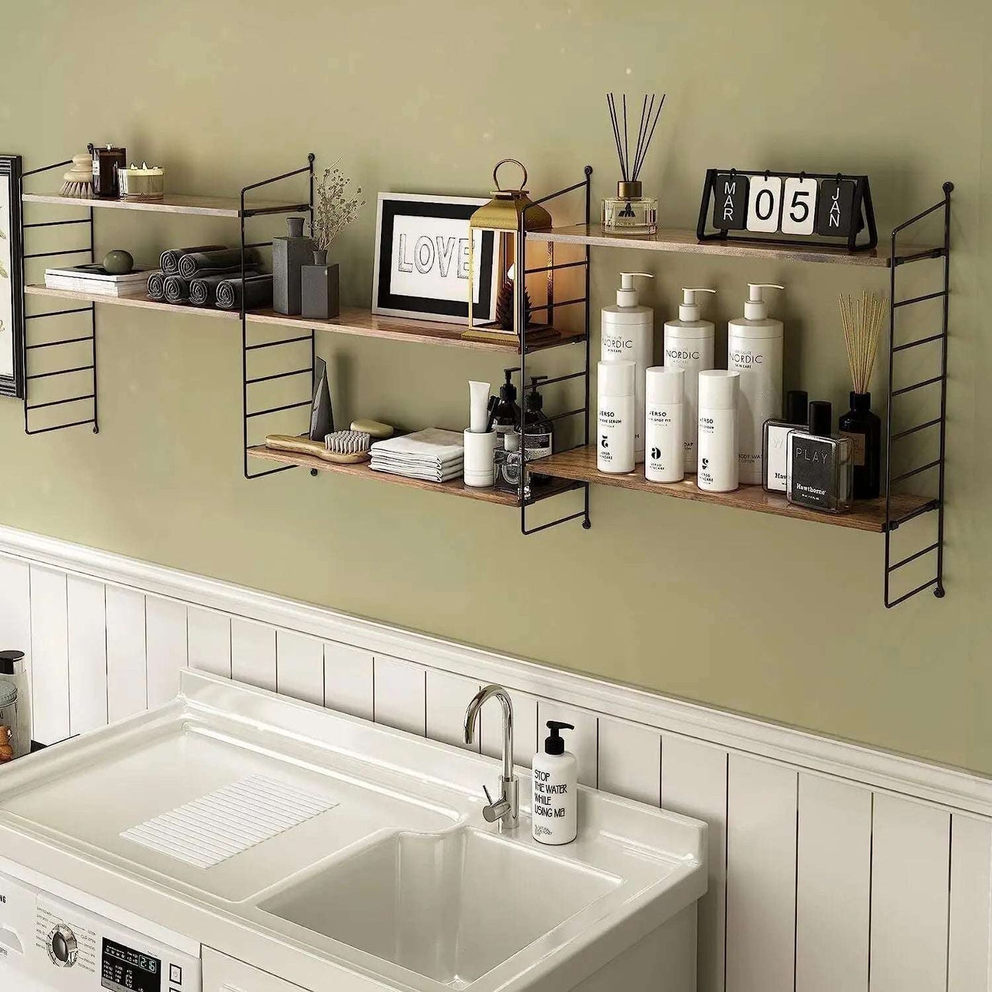 3 Tier Floating Wall Shelf Unit Kitchen Wall Storage Display Shelf Bookshelf