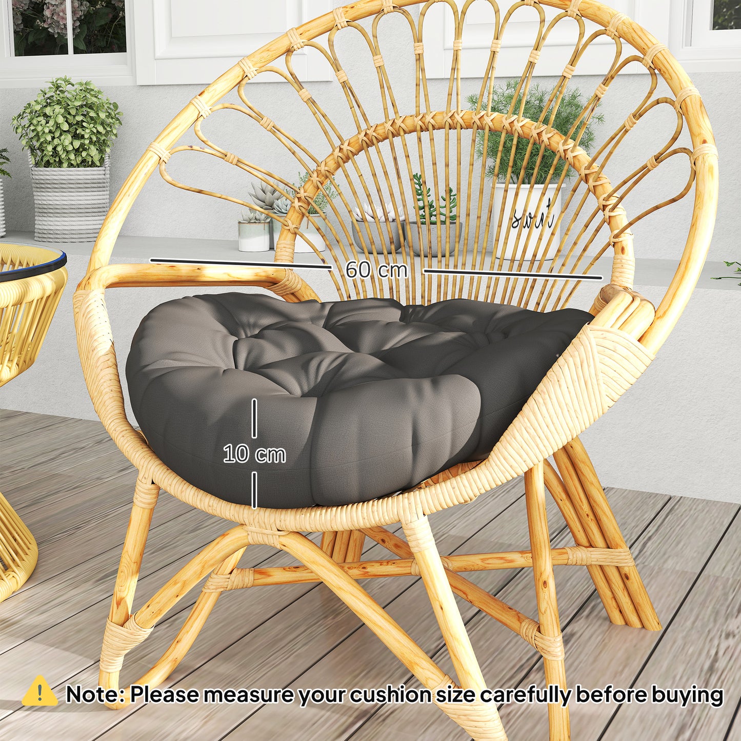 Outsunny Set of Two Φ60cm Outdoor Cushions - Dark Grey