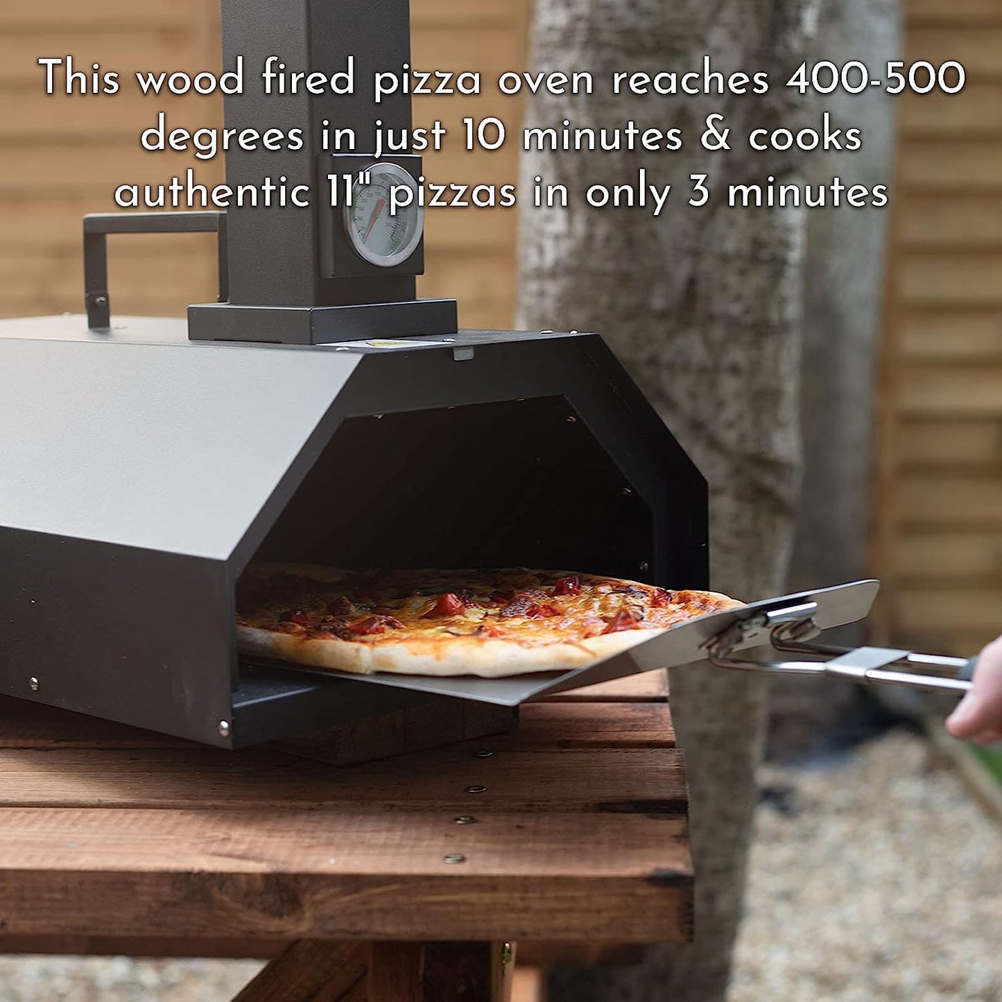 Haven Outdoor Wood Fired Pizza Oven With Ceramic Pizza Stone - Built in Thermometer Pizza Paddle & Rain Cover