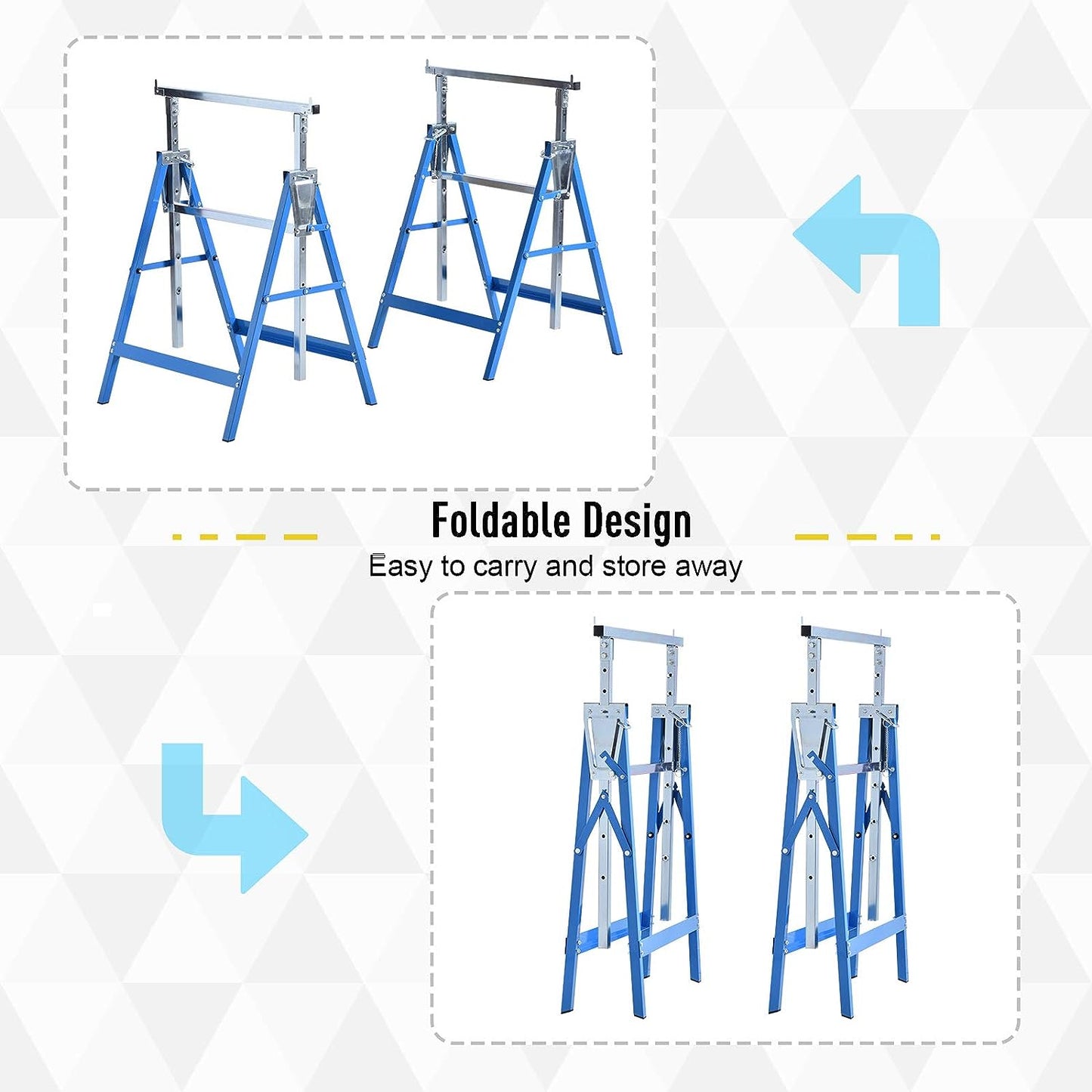 Steel Builders Workers Twin-Set Telescopic Trestle Stand Assist Blue / Black