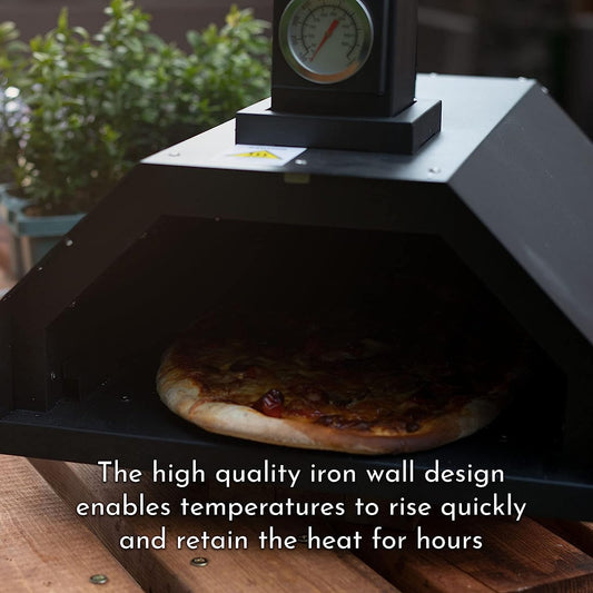 Haven Outdoor Wood Fired Pizza Oven With Ceramic Pizza Stone - Built in Thermometer Pizza Paddle & Rain Cover