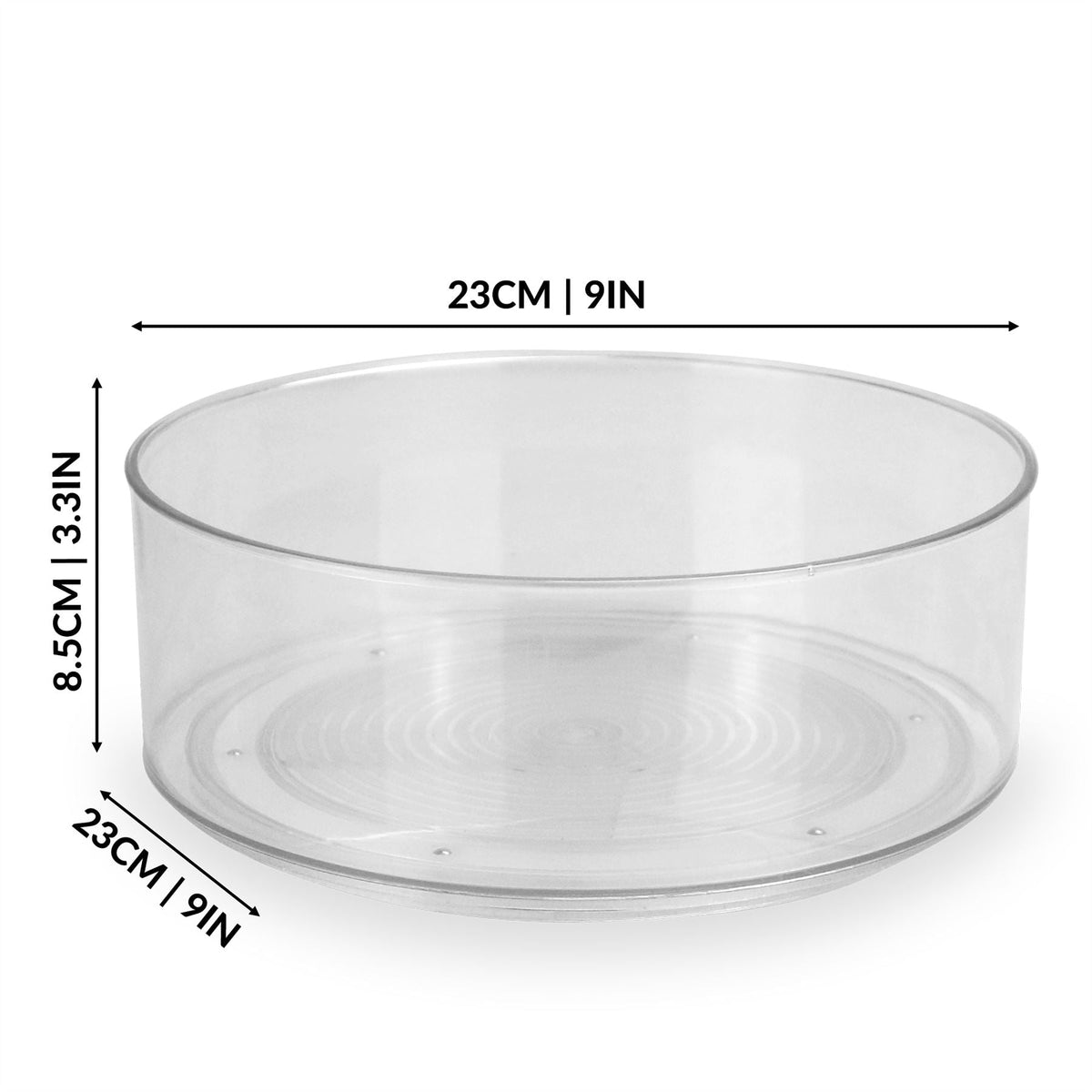 Pukkr Revolving Organisers | Set of 2 | Lazy Susan Turntable | Durable Plastic | 23x23x8.5cm Each | 360° Rotation | Cupboard Shelf Kitchen Bathroom Storage | Spice Jars Condiments | 2-Year Warranty