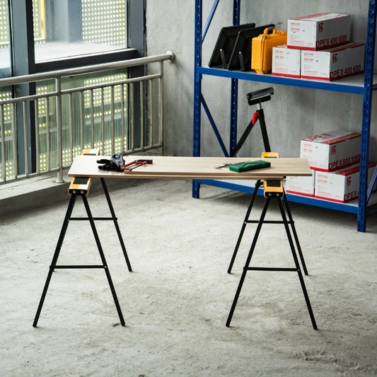 Steel Non-Slip 2-Piece Saw Horse Trestles Black And Orange