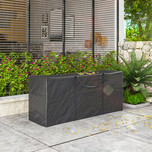 720L Garden Cushion Storage Bag | 600D Oxford PU Coated | 2000mm Waterproof & UPF30+ | Two-Way Zip with Flaps | 2 Handles | Folds Flat | 100kg Max Load | 175x55x75cm | Black
