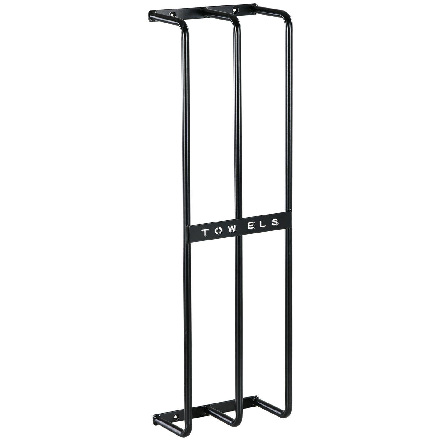 Towel Rail Wall Mounted Metal Rack Holder Organiser Holds Up to 6 Large Size (160 x 100cm) Rolled Towels, 3 Bar Towel Storage for Bathroom - Black