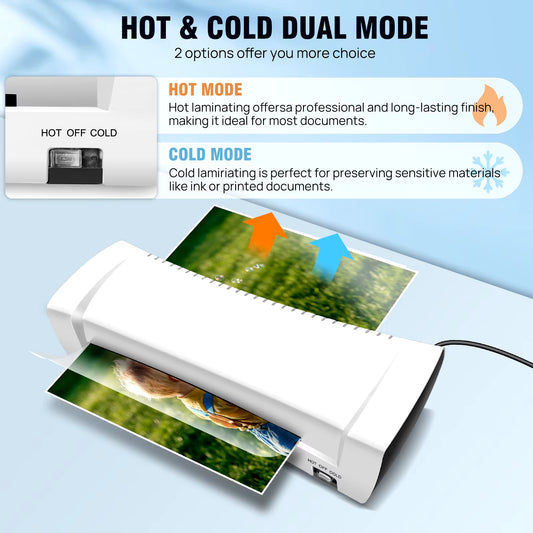 A4/A5/A6 Thermal Laminating Machine Compact Lightweight A4 Laminator With Hot and Cold Settings, 3-4 Min Quick Warm-Up