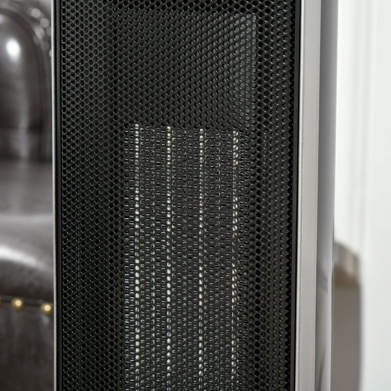 Tower Heater with 2 Heat Setting 1000W/2000W and Ceramic Fan, Electric Space Heater with Oscillating Remote Control 8hrs Timer Tip-Over Overheat Protection, Black