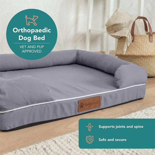 Kally Sleep Luxury Orthopaedic Ultimate Memory Foam Dog Cat Pet Bed Pillow - Size Small / Medium Grey