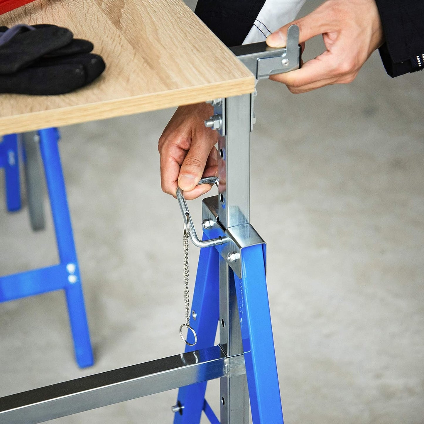 Steel Builders Workers Twin-Set Telescopic Trestle Stand Assist Blue / Black