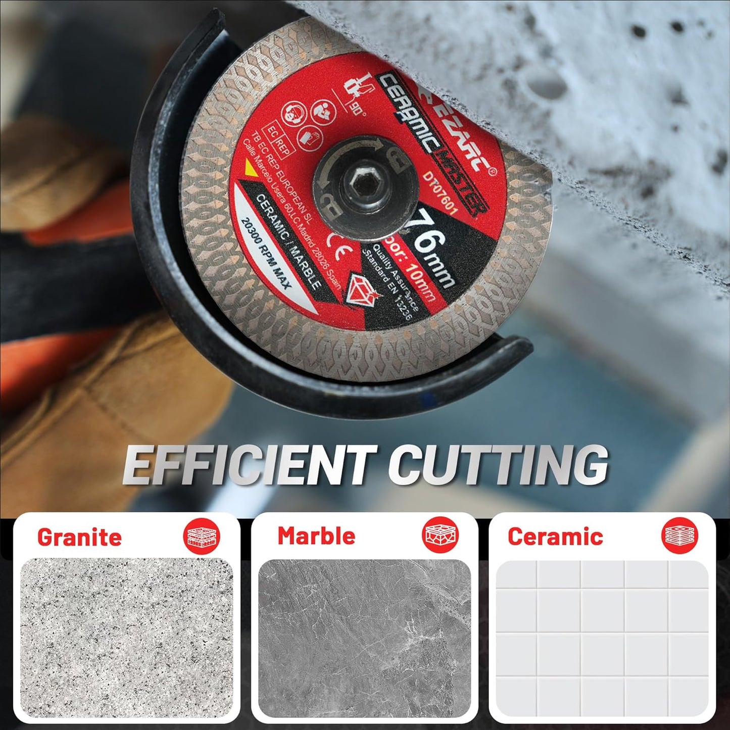 EZARC 76mm Diamond Cutting Disc Super Thin Diamond Saw Blades for Angle Grinder for Cutting Porcelain Granite Marble Tile Ceramic
