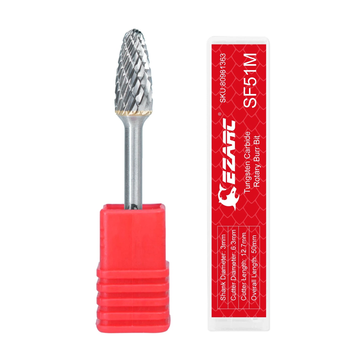 EZARC Tungsten Carbide Rotary Burr Bit 1PC Metalworking Double Cut Rotary File Milling Cutter Head Grinding Carbide Burr Tool