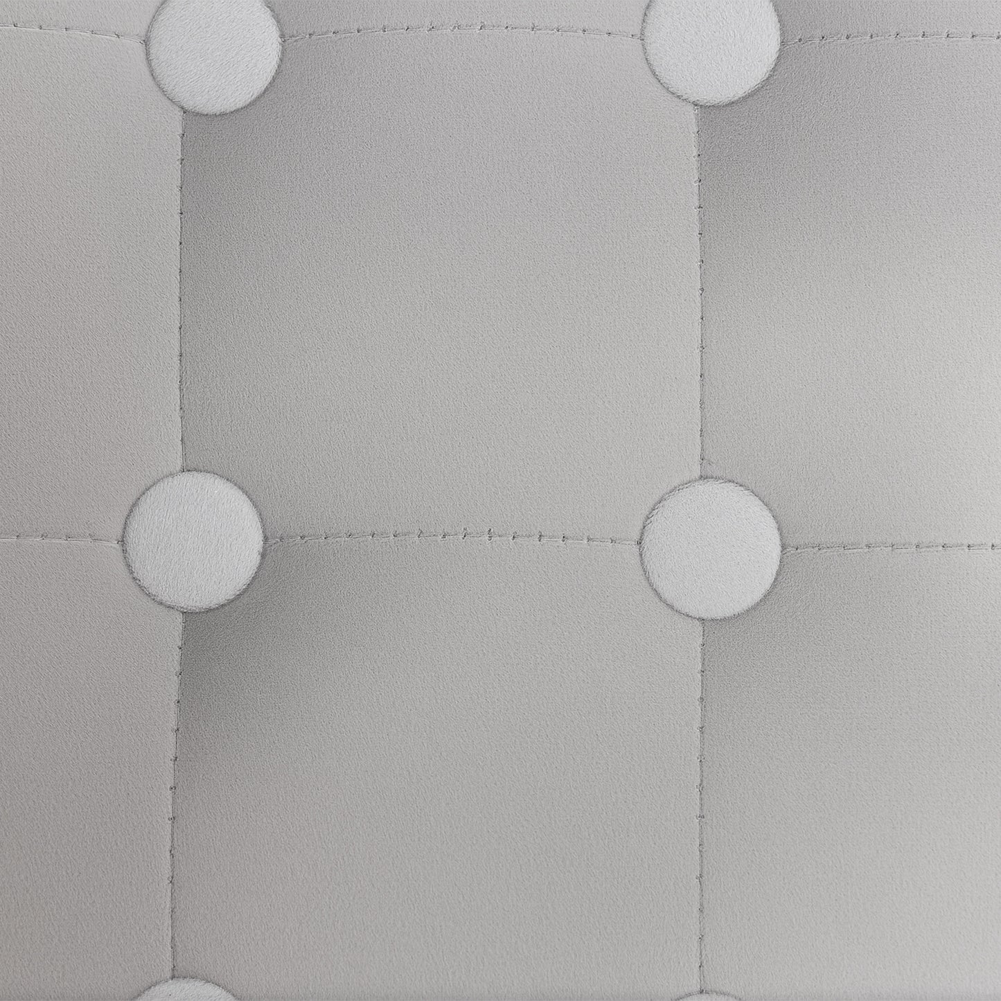 Velvet-Feel Square Ottoman - Light Grey