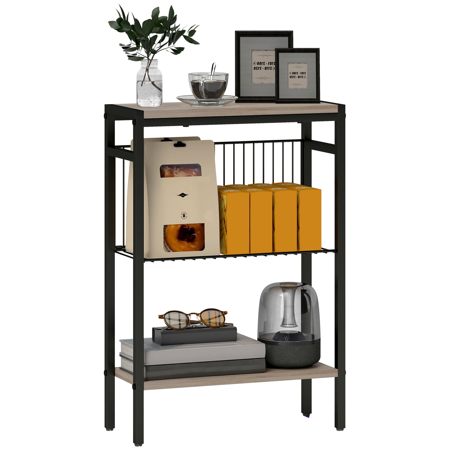 Three Shelf Industrial Side Table - Grey