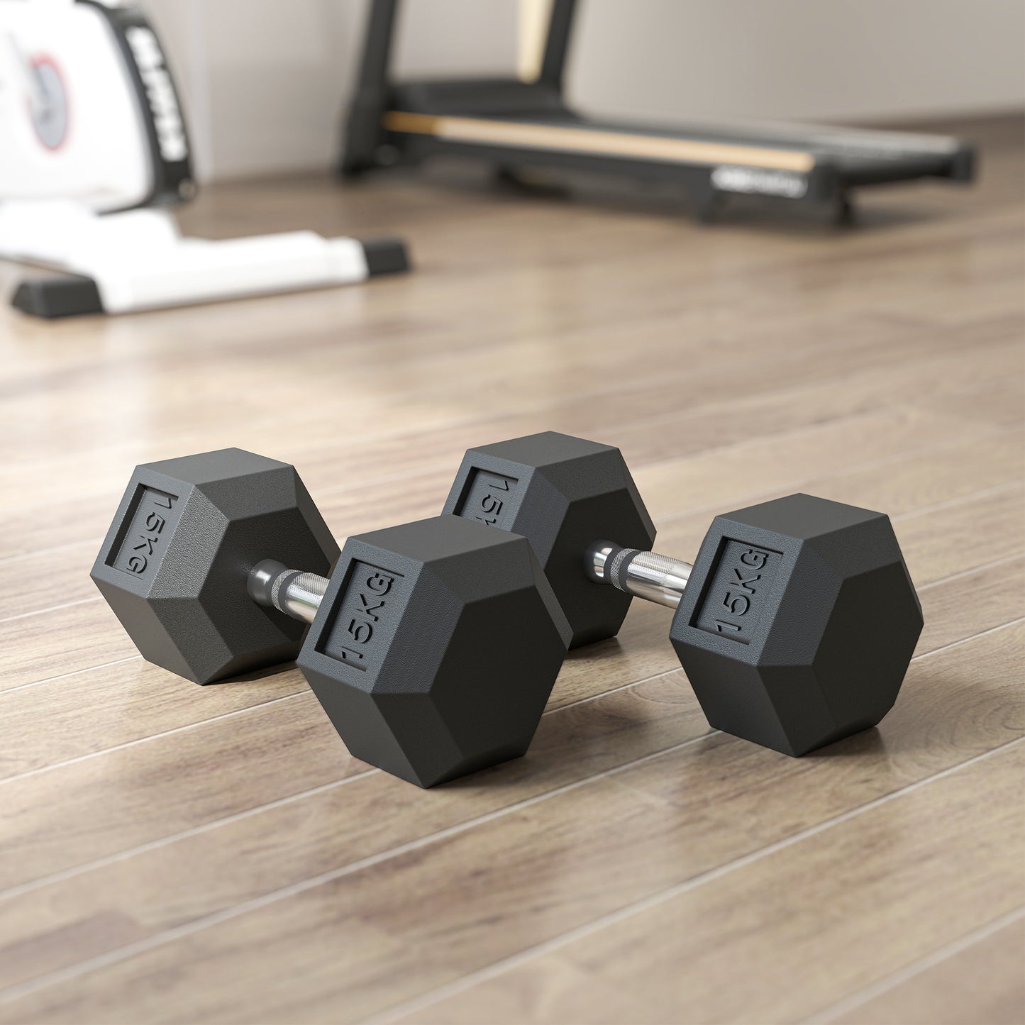 30KG Rubber Hex Dumbbell Portable Hand Weights Dumbbell Home Gym