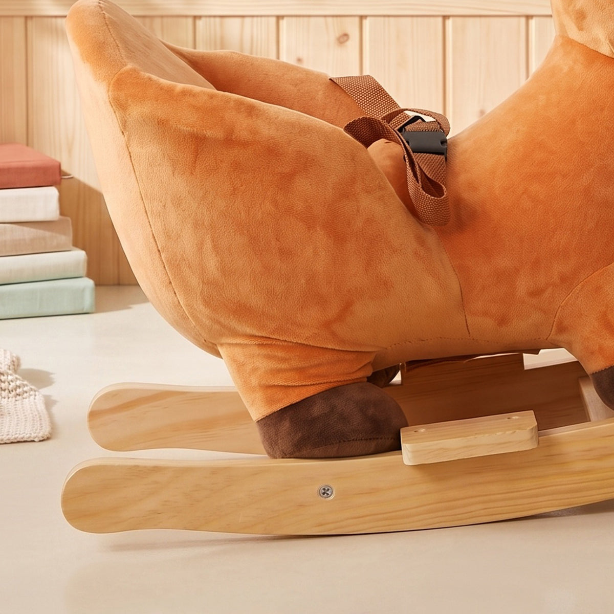 Rocking Horse Ride-On Toy | Brown Deer Design with Sounds, Safety Belt & Rocking Stoppers | 12-36 Months | 25 kg