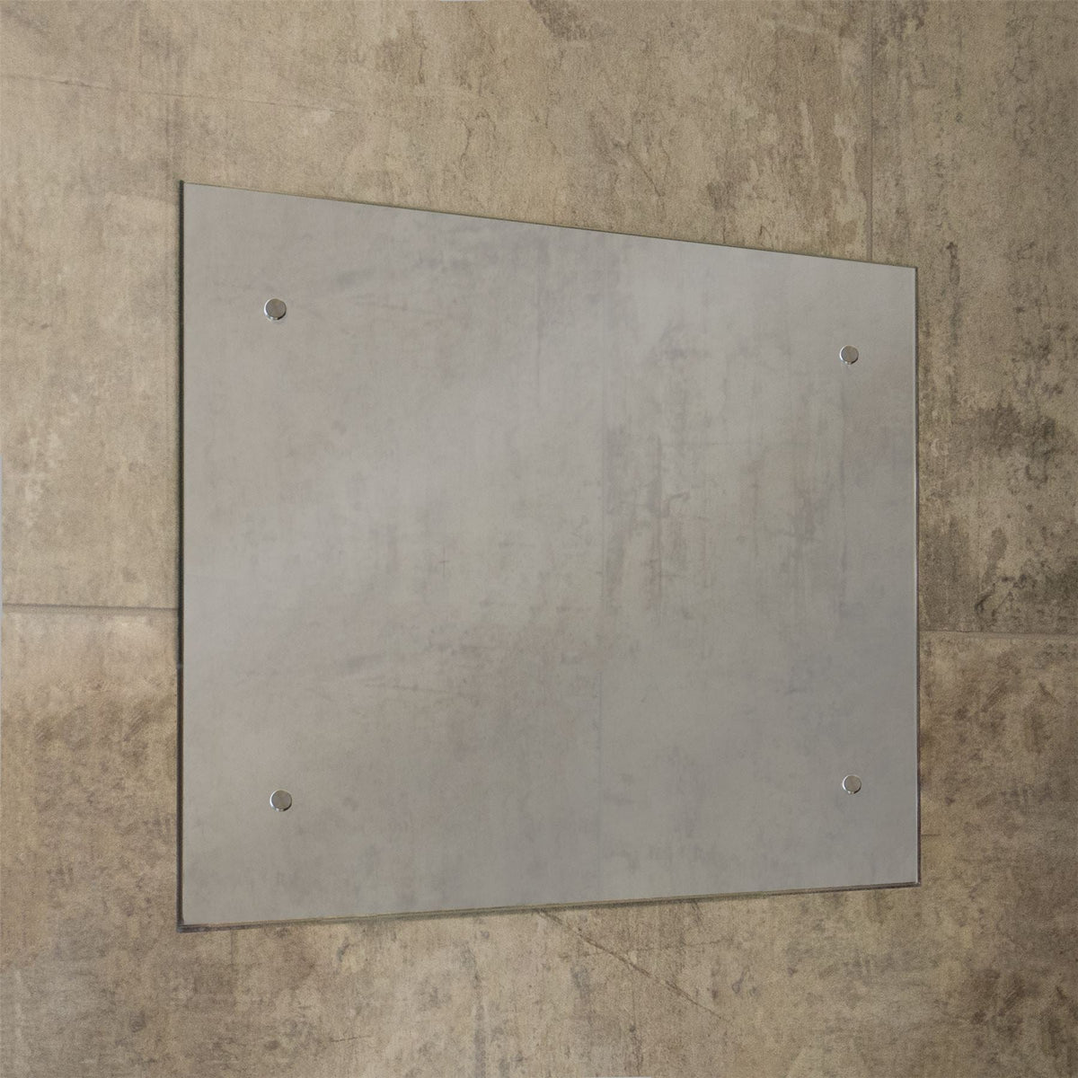 Maison & White Frameless Rectangle Wall Mirror | 450x300mm | 4mm Glass | Pre-Drilled | Fixings & Chrome Caps Included | Vertical or Horizontal | Bedroom Bathroom Office | 2-Year Warranty