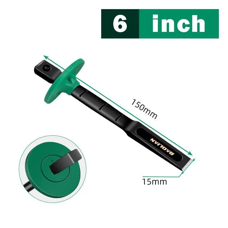 Heavy-Duty Flat Chisel with Hand Guard 6/8/10/12 Inch Stone Concrete Splitter Stonemason's Carving Knife Woodworking Tools