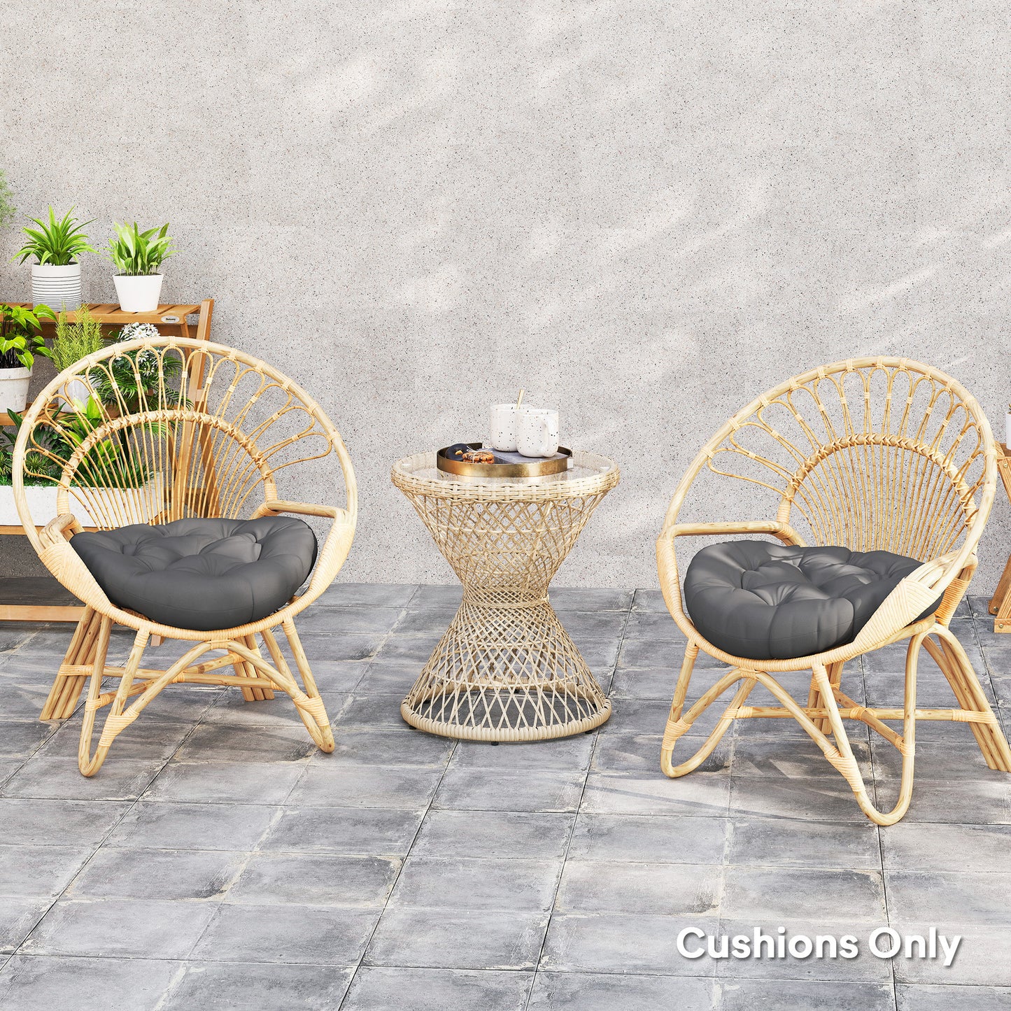 Outsunny Set of Two Φ60cm Outdoor Cushions - Dark Grey