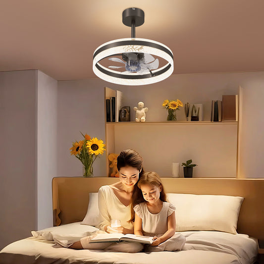 Ceiling Fan with LED Light and Remote - Black