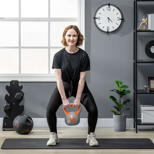 SPORTNOW Kettlebell, 8kg Kettle Bells with Handle for Home Gym Weight Lifting and Strength Training, Orange and Grey